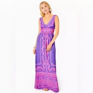 NWT Lilly Pulitzer Margarita Maxi Dress
Size Medium Mystical Purple Coral Craze